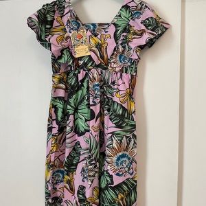 Girl’s Squared Neck Leaf Dress BRAND NEW